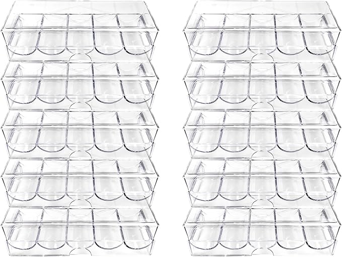 Poker Chip Holder Tray Racks- 10Pack Clear Acrylic Chips Rack Case With Cover Poker Table Accessories