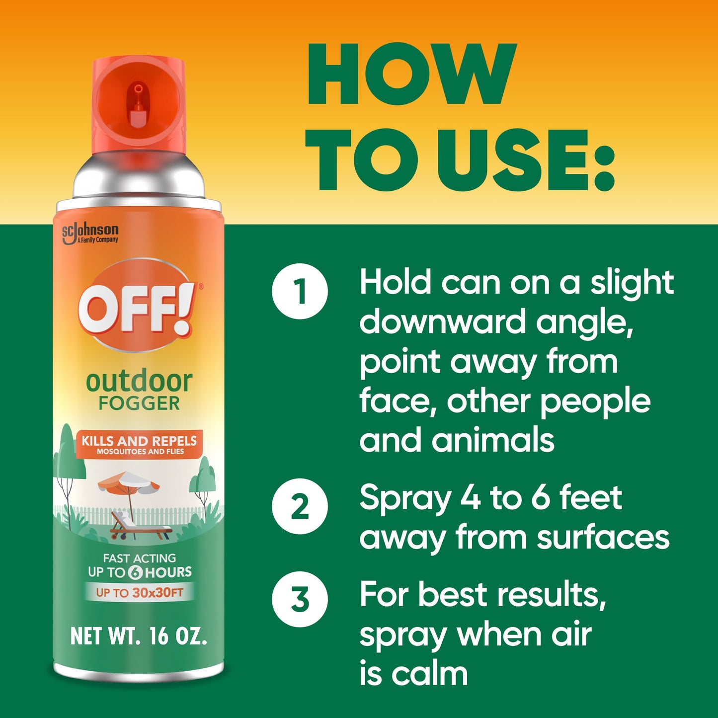 OFF! Outdoor Insect and Mosquito Repellent Fogger Backyard Pretreat Kills and Repels Insects up to