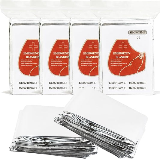 4 Pack Emergency Mylar Thermal Blankets, Space Blankets Survival Mylar Blanket Perfect for Outdoors Hiking Camping Survival, 83" x 63"