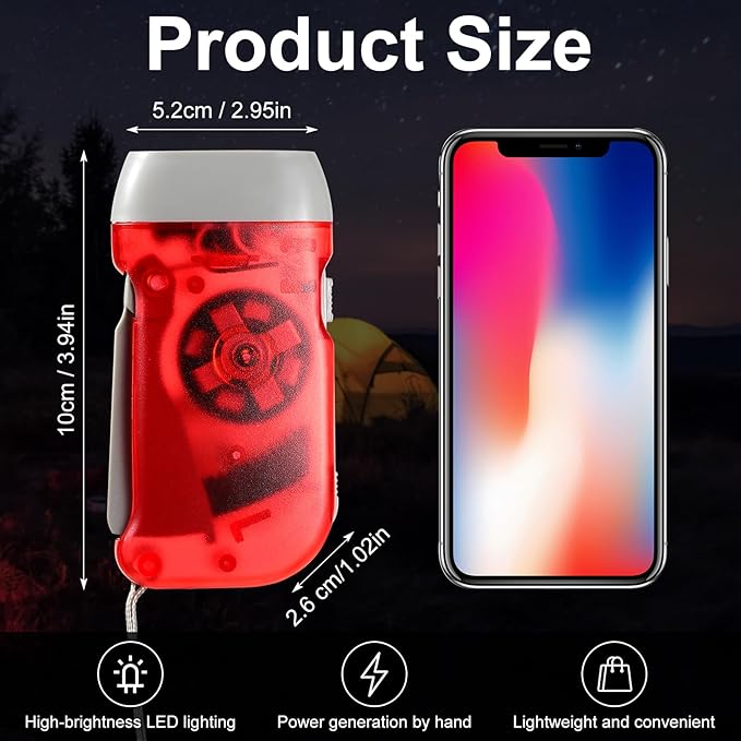 Treela 36 Pcs Hand Crank Flashlights Operation Christmas Bulk Items Squeeze Flashlight No Battery Required Torchlight 3 Powered Charging for Emergency(Green, Gray, Blue, Red)