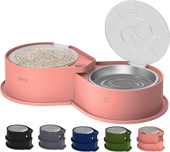 Stainless Steel Dog Bowl Set with Lids, 304 Metal Dual Food & Water Bowls for Dogs & Cats, Large Capacity Pet Feeder with Cover Keeps Food Fresh, Anti-Skid Dog Dish for Small/Medium/Large Pets