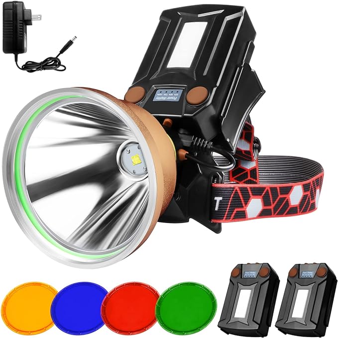 Coon Hunting Lights,High Power LED Headlamp,Super Bright Rechargeable Headlight,Waterproof Outdoor Spotlight Flashlight,Portable Green red Head lamp for Fishing Camping