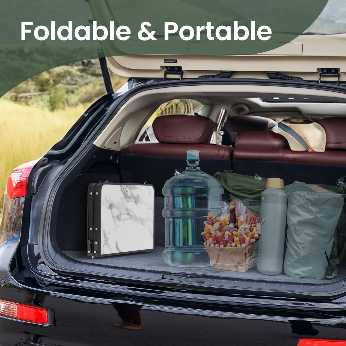 Titanker Small Camping Table Foldable 2ft, Folding Picnic Table with Side Racks & Net, Folding Camp