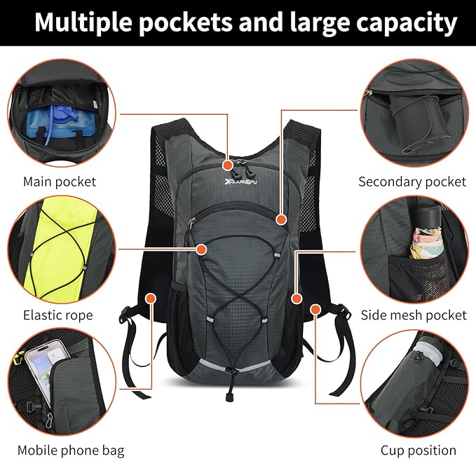 15L Small Hiking Backpack Lightweight Hydration Backpack for Men Women, Warterproof Hiking Daypack for Travel Cycling