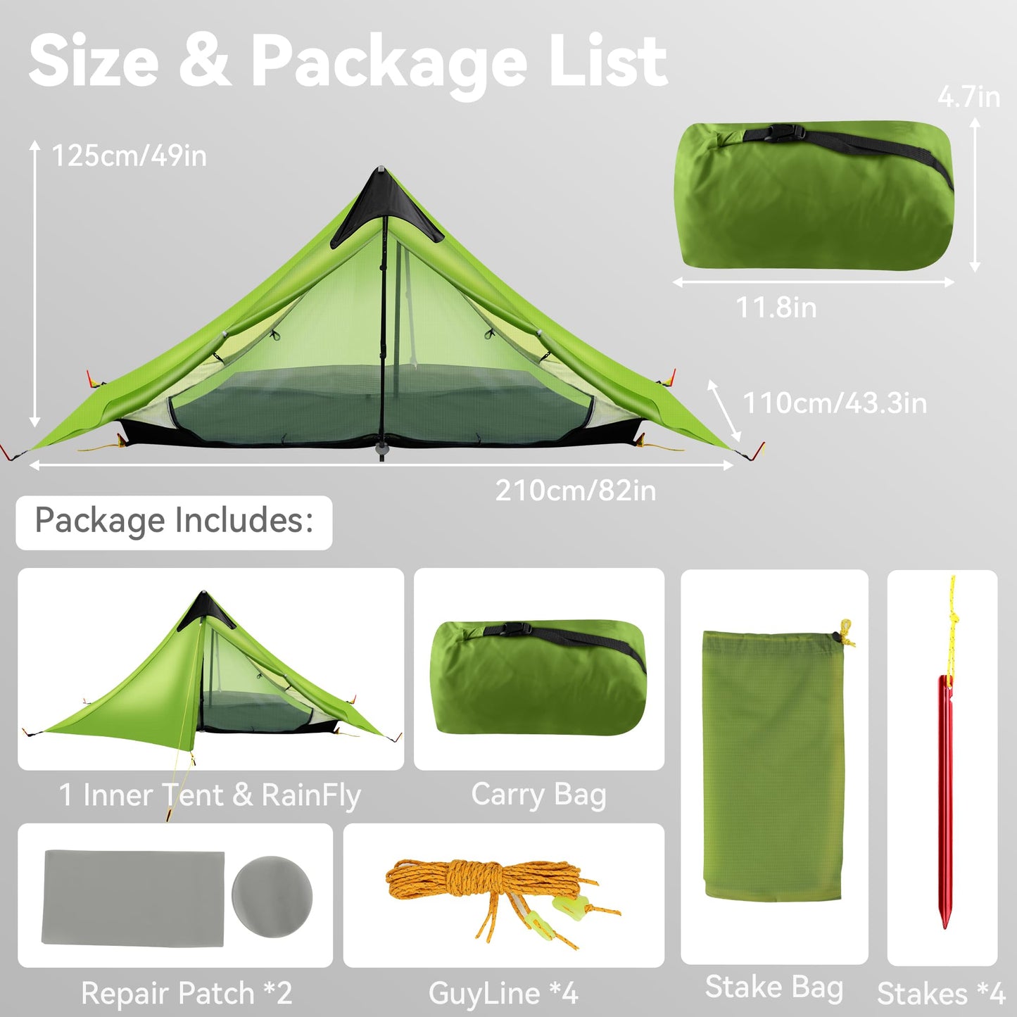 Ultralight Tent 3-Season Backpacking Tent 1 Person/2 Person Camping Tent, Outdoor Lightweight