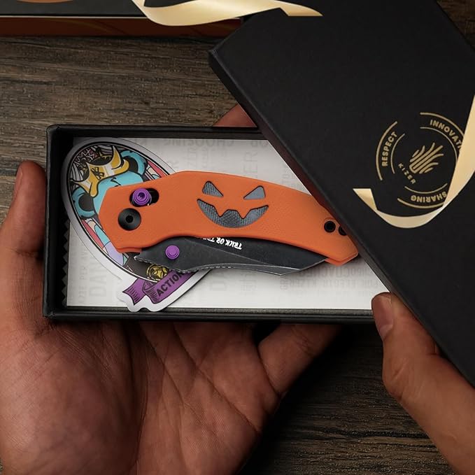 Kizer Mini Bulldog Pocket Knife, 2.5??Nitro V Sheepsfoot Blade Folding Knife, G10 Handle Clutch Lock Small EDC Knife for Men Women Gift for Halloween, Fishing Hiking Camping Hunting Knives V3672SHW1