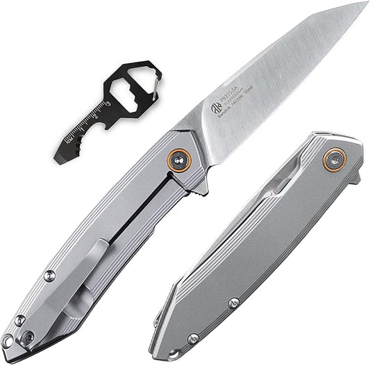 Ruike P831 Folding Tactical Knife with Clip Survival Pocket Knife Tactical EDC Tool Liner Lock 14C28N Steel Camping Knives 3.35inch Small Utility Knife Men Women Blet plus small Multi tool Key