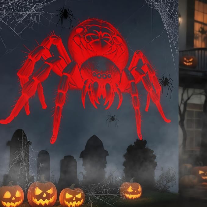 Giant Spiders Halloween Projector Outdoor Indoor,2025 Upgraded 3D Dynamic Halloween Decorations,Clearer Spider HD Patterns,Waterproof Holiday Light for Home Window Wall Cemetery Holiday Decor