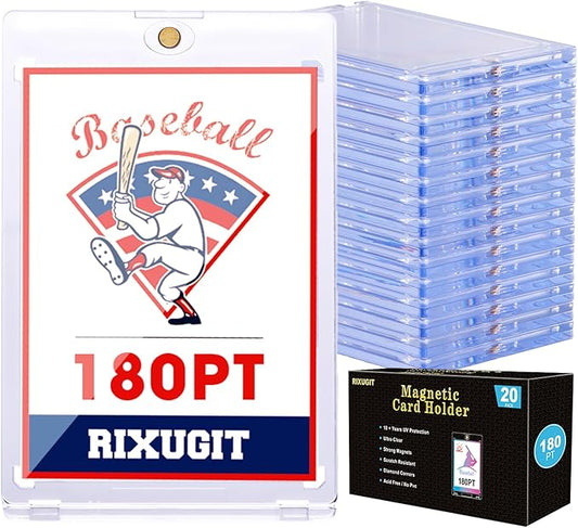 20-Pack Magnetic Card Holder for Trading-Cards - 180PT Clear Trading Card Sleeves, Magnetic Card Case for Baseball Cards, Card Protectors Hard Plastic, Display Case for Game Cards and Sports Cards
