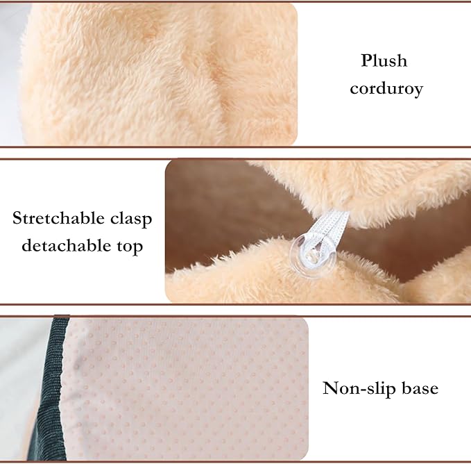 Cat Cave Bed ??Plush, Warm & Calming Hideaway with Detachable Lid & Mat, Covered House for Indoor Kitten & Kitty (Redwhite)
