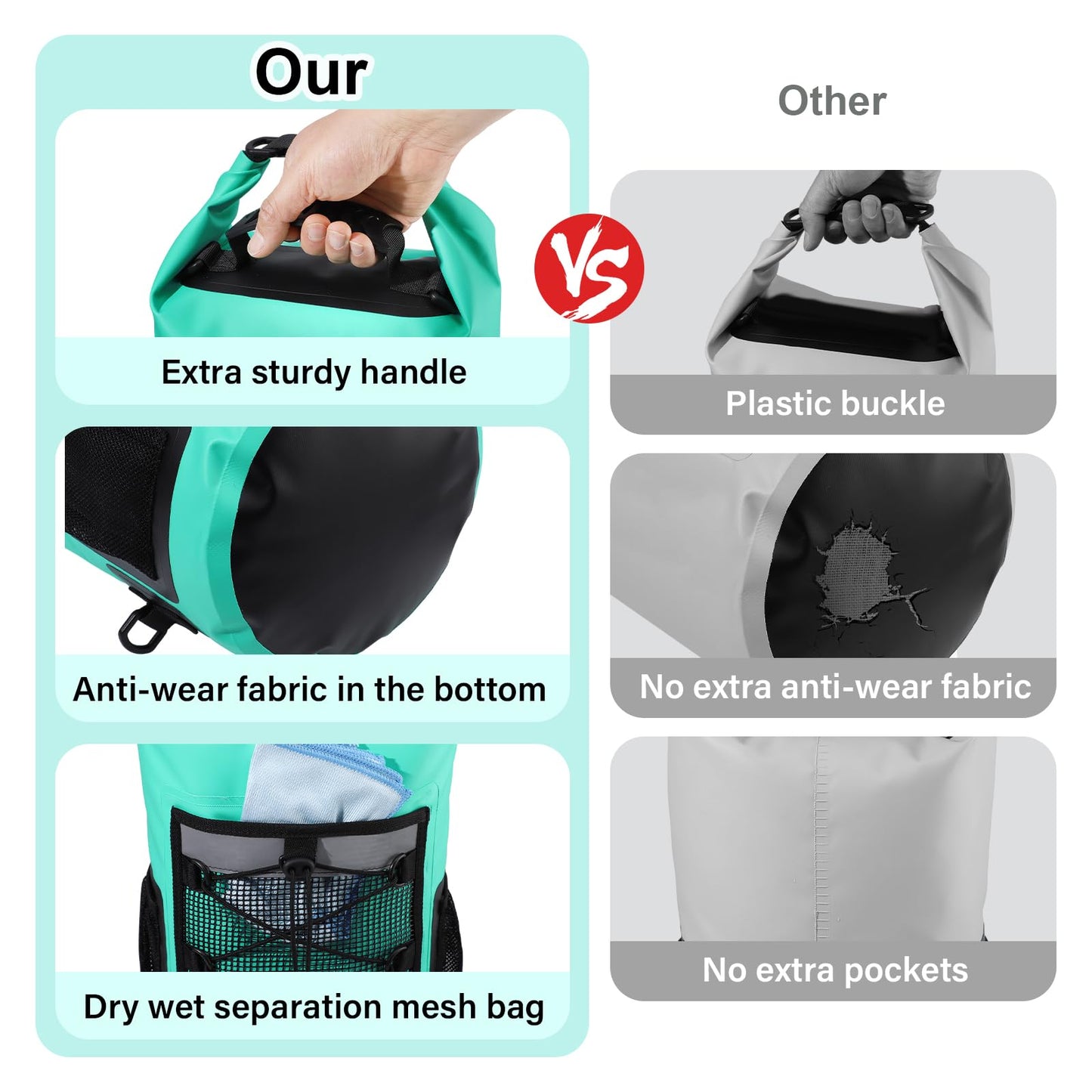 Dry Bag, 25L Roll Top Waterproof Backpack for Kayaking, Boating, Lake Blue