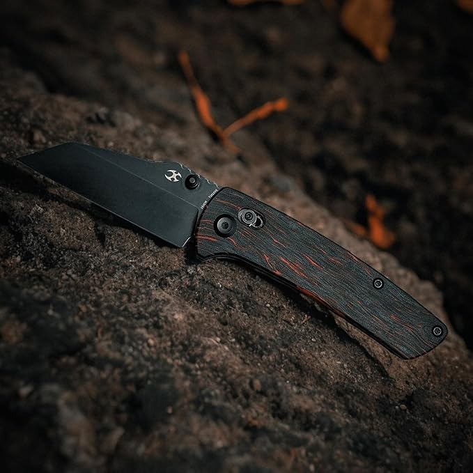 KANSEPT Main Street Pocket Folding Knife, 3.36''Black 154CM Sharp Blade,Black and Red G-Mascus Handle with Axis Lock and Thumb Stud, Perfect Clip for Camping Hiking Fishing Gift Everyday Carry T1015v5