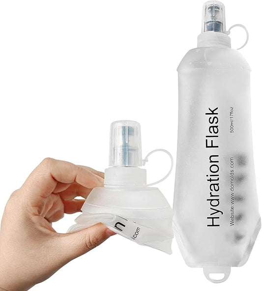 500ml Soft Flask, Soft Water Bottle for Hydration Packs, Running, Hiking, Cycling and Climbing - White