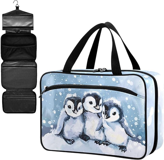 Fustylead Cute Hand Draw Winter Penguins Large Medical Storage Bag with Zipper Empty First Aid Bag Trauma Kit for Traveling Hiking Camping Backpacking