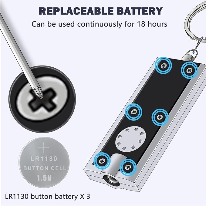 Mini LED Keychain Flashlight, Tiny Ultra Bright White Light Pocket Key Ring LED Flashlights for Camping, Hiking, Emergency - Batteries Included (8PCS-Multicolor)
