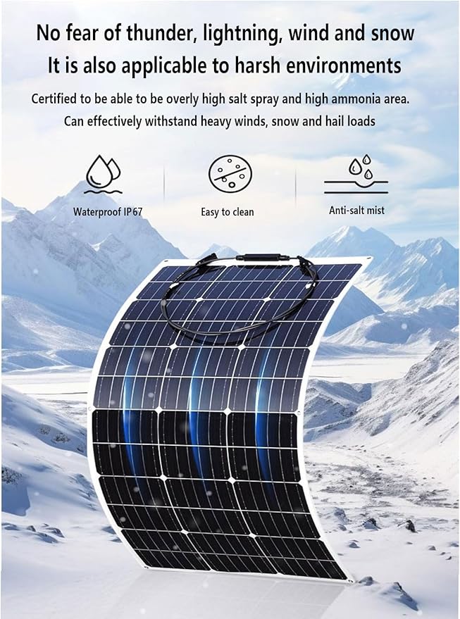 Flexible Solar Panel 800Watt,Two 400-watt monocrystalline Solar Panels 12V24V Battery Charge High EfficiencyModule PV Power for Battery ChargingBoat,Caravan,RV and Any Other Off GridApplications