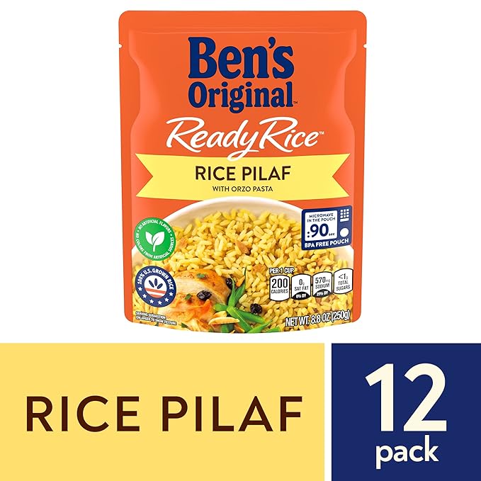 BEN'S ORIGINAL Ready Rice Rice Pilaf Flavored Rice, Easy Dinner Side, 8.8 oz Pouch (Pack of 12)