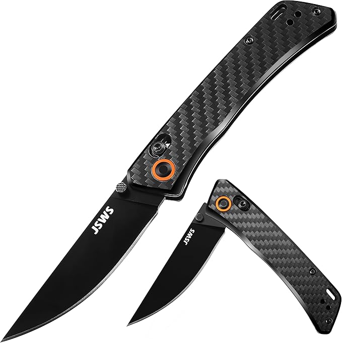 Camping Folding Knife Folding Tactical Knife Pocket Knifes 3.34" D2 Steel Blade Carbon Fiber Handle Axis Lock Cool Gifts for Men & Women