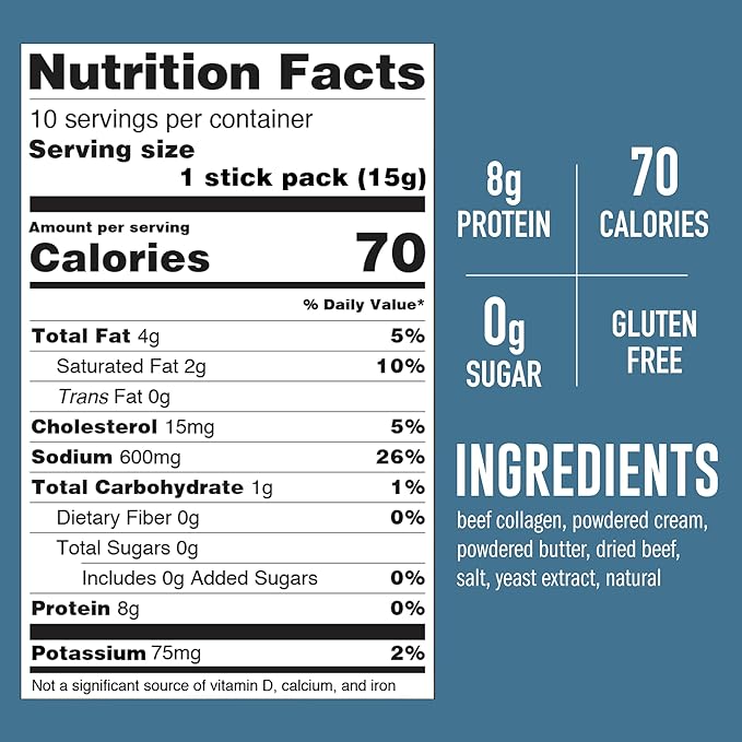 LonoLife Keto Beef Bone Broth Powder Mix | Grass-Fed, 10g Protein | Collagen-Rich, Keto & Paleo Friendly | Natural Ingredients | 10 Portable Stick Pack Servings