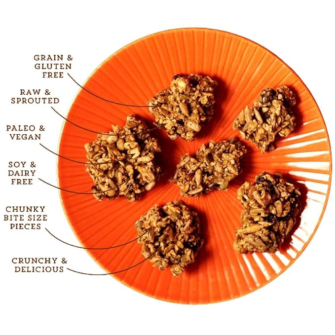 Lark Ellen Farm Grain-Free Granola, Certified Organic Raw Sprouted Vegan Clusters, Paleo & Crunchy Gluten-Free Bites for Cereal or Yogurt, Pumpkin Fig 8 oz, 6 Pack