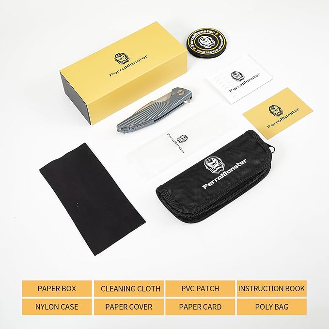 Folding Knife pocket knife EDC Knife With Clip Survival knife Hunting knife - M390 Steel Titanium Handle - Outdoor Hunting Survival Camping knife with Sheath (Blue)