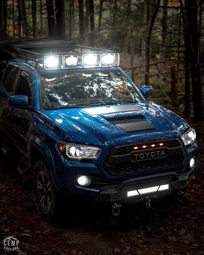 Lensun 50W 12V Hood Flexible Solar Panel for Toyota Tacoma 3rd Gen (2016-2023) TRD Sport/Pro - Off Grid Solar Power for Offroading/Overlanding/Camping