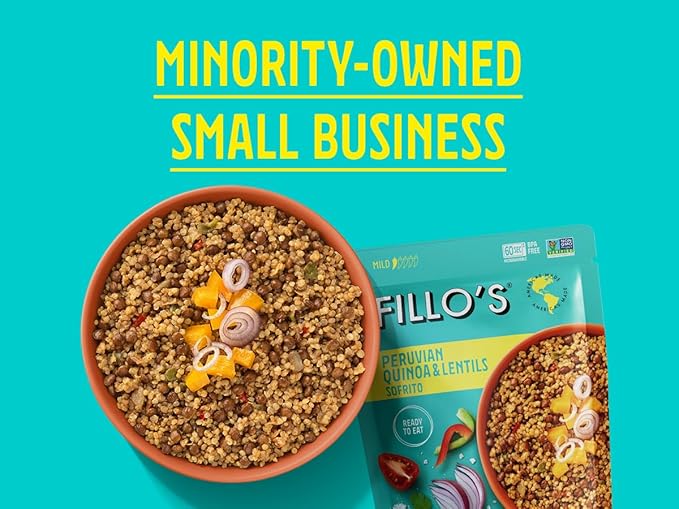 Fillo's Peruvian Quinoa And Lentils - Ready To Eat Quinoa With Lentils, Gluten-Free, Preservative-Free, Microwavable Meals, Non-GMO, Vegan, 8 oz Pk of 6