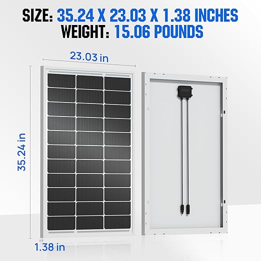 ECO-WORTHY 100 Watts 12 Volts Monocrystalline Photovoltaic Solar Panel High Efficiency Module for 12 Volt Battery Charging RV Marine Boat Off Grid(Upgrade)