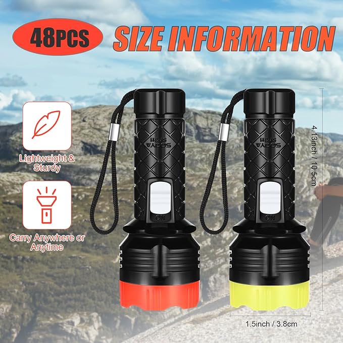 48 Pcs Mini Flashlight Bulk Flashlight with Lanyard Assorted Colors Torch Flashlights LED Keychain Flashlights Small Light Night Reading Emergency Hurricane Camping Hiking Party Favors