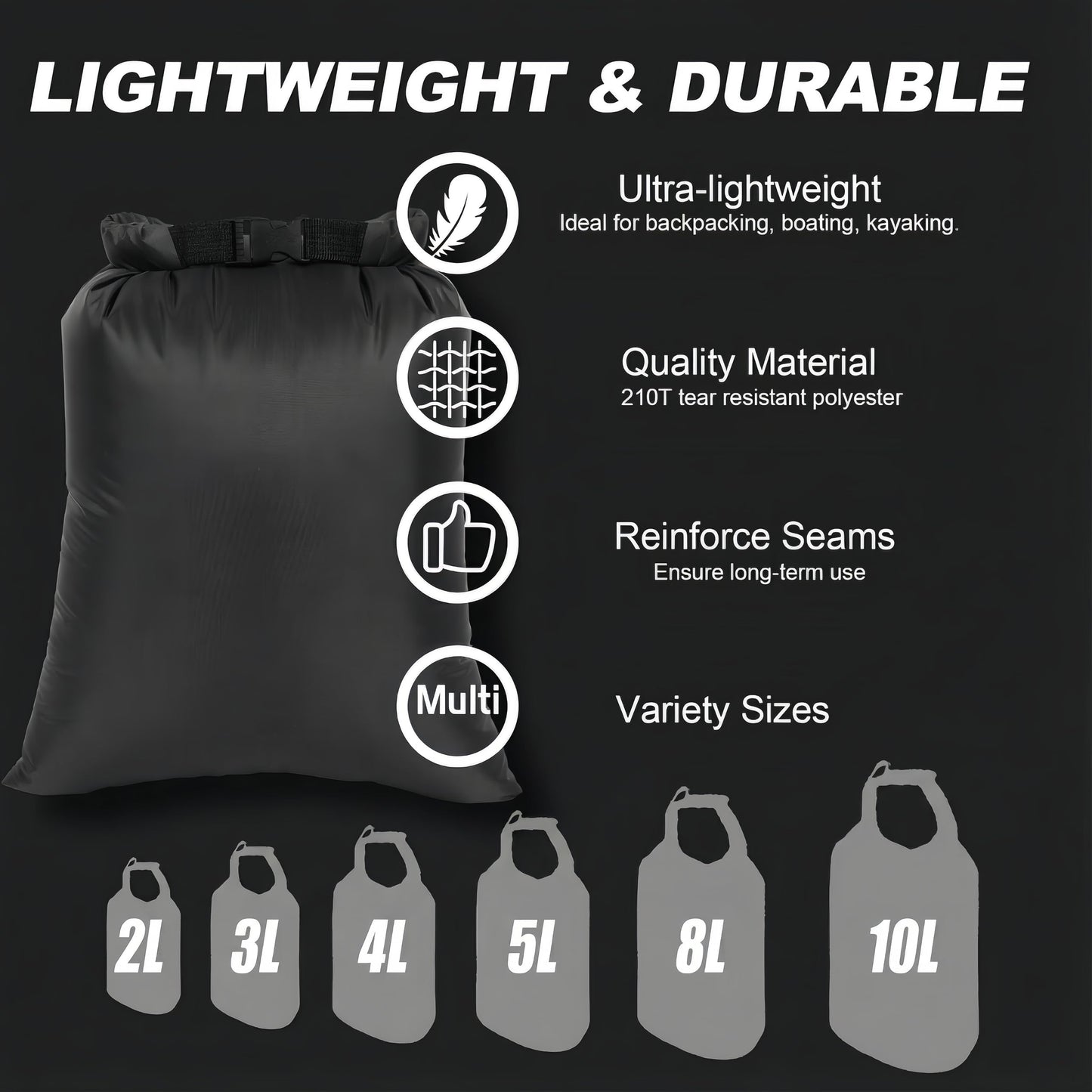 Ucolofun Dry Bags Waterproof Set, 6-Pack Ultralight Waterproof Bags Small Stuff Sack Water Proof