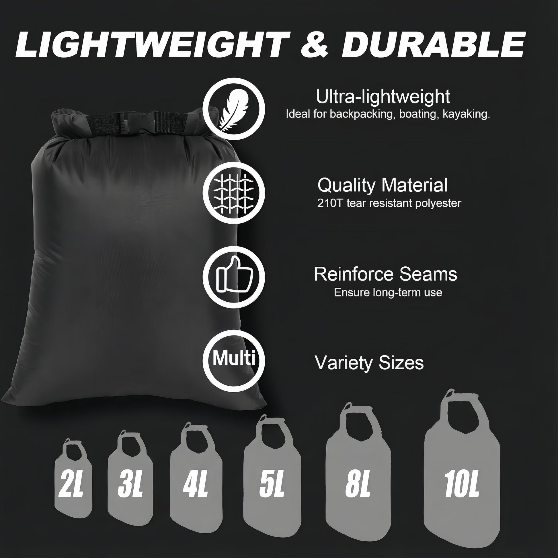 Ucolofun Dry Bags Waterproof Set, 6-Pack Ultralight Waterproof Bags Small Stuff Sack Water Proof