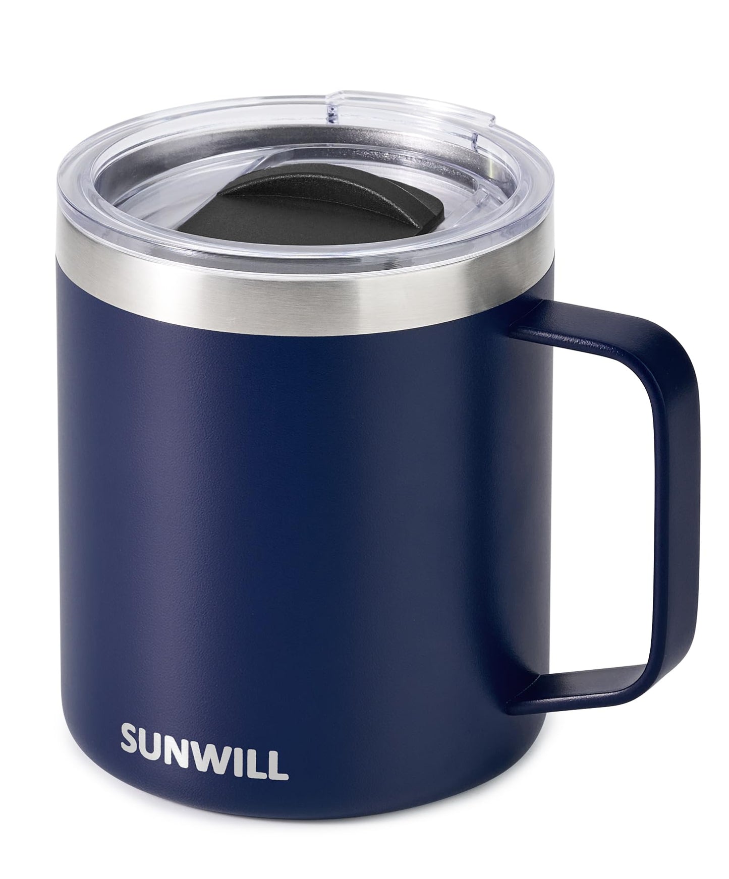 SUNWILL Insulated Coffee Mug, Stainless Steel 14 oz, Splash-Proof Lid