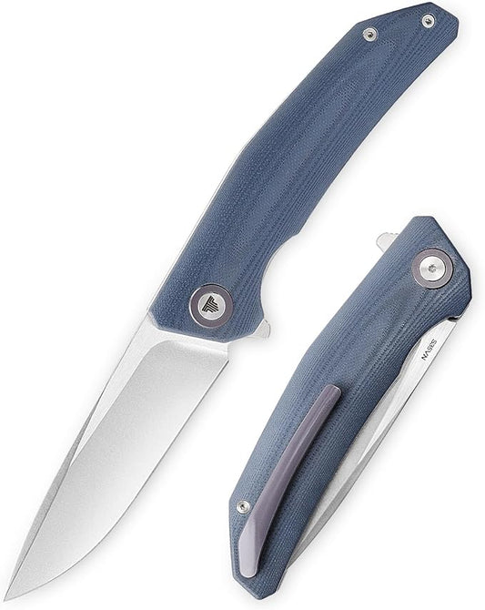 Folding Pocket Knife for Men,Hunting Outdoor Flipper EDC Knives,3.7in CPM S35VN Powder Steel Blade,Titanium Ring and Clip G10 Liner Lock Handle,Camping Tool,Phoenix-03G