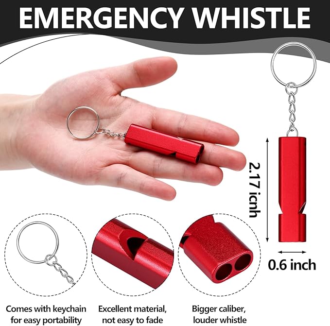 4 Sets Bear Bells with Whistle for Hiker, Loud Bear Bell with Emergency Whistle, Bear Bells for Hiking, Outdoor Camping, Survival, Biking, Fishing, Climbing, Hunting, Pet Tracker