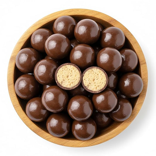 NY Spice Shop Belgian Dark Chocolate Malt Balls Party Decorations - 8 Ounce Malted Milk Ball Candy Birthday Gifts - Chocolate Malted Milk Balls - Dark Chocolate Malt Ball Holiday Snacks