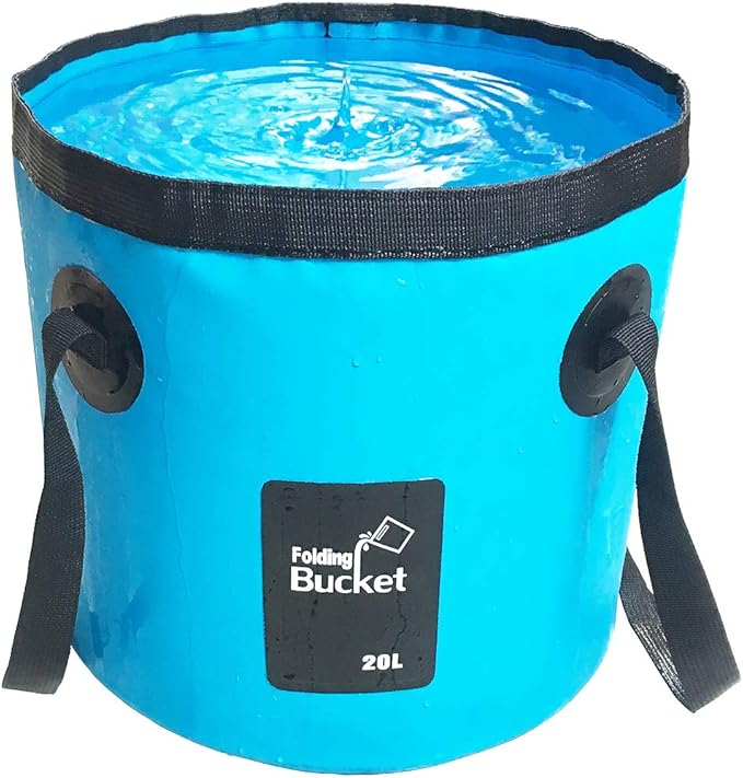 Sunglow Collapsible 5 Gallon Multifunctional Portable Fishing Bucket - Wash Basin Folding Bucket - Water Container for Fishing-Camping-Gardening (20L/5gallon(Blue))