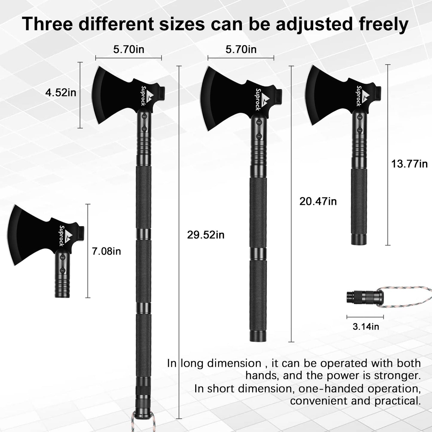 Suprock Survival Shovel High Carbon Steel Tactical Shovel Axe Folding Entrenching Tool Camping