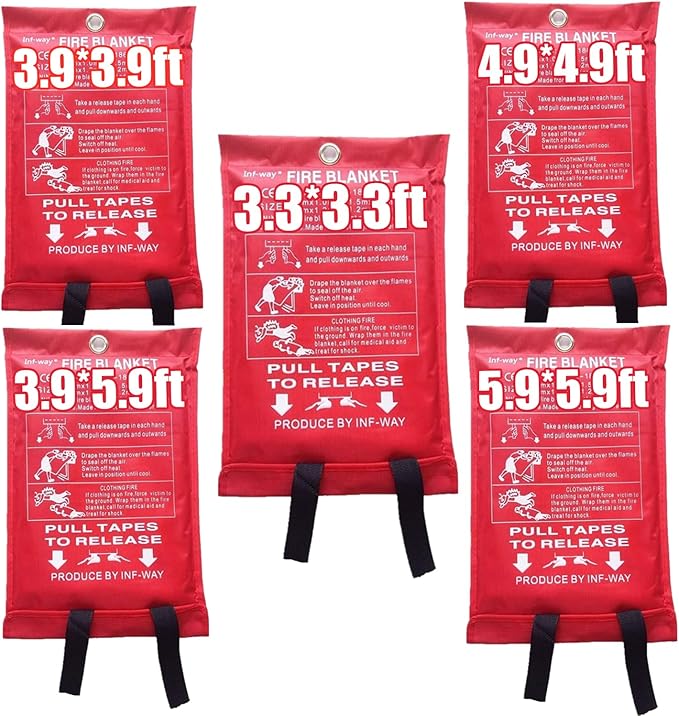 Inf-way Emergency Fire Blanket for Home and Kitchen, 5 Size for Choice, 1 Pack Extra Large Fire Blanket 5.9x5.9ft