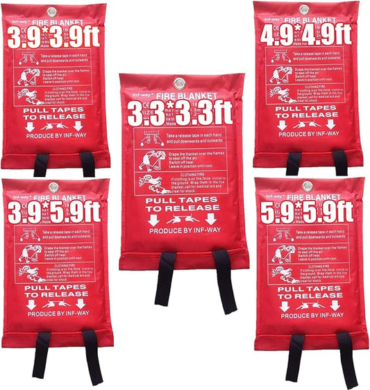 Inf-way Emergency Fire Blanket for Home and Kitchen, 5 Size for Choice, 1 Pack Large Fire Blanket 3.9x3.9ft