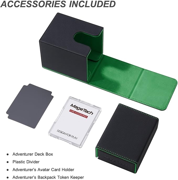 Adventurer [Paragon] Commander Kit - Avatar Holder + Backpack Dice Box Snap-On Back Panel, with Life Tracker - MTG Commander/EDH - Black/Green