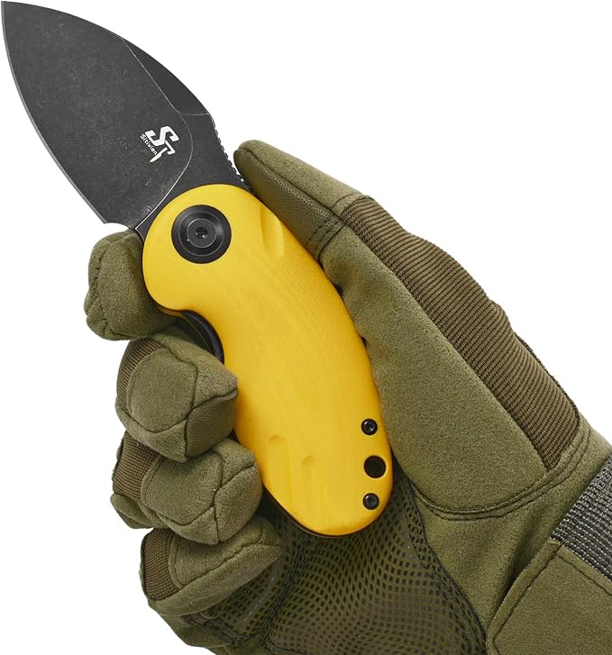 Sitivien ST153 Pocket Folding Knife,Sandvik 14C28N Black Stonewashed Blade with G10 Handle,Chinese Zodiac Series EDC Tool Knifes Utility Knife for Camping Hunting Survival Hiking(Yellow) … …
