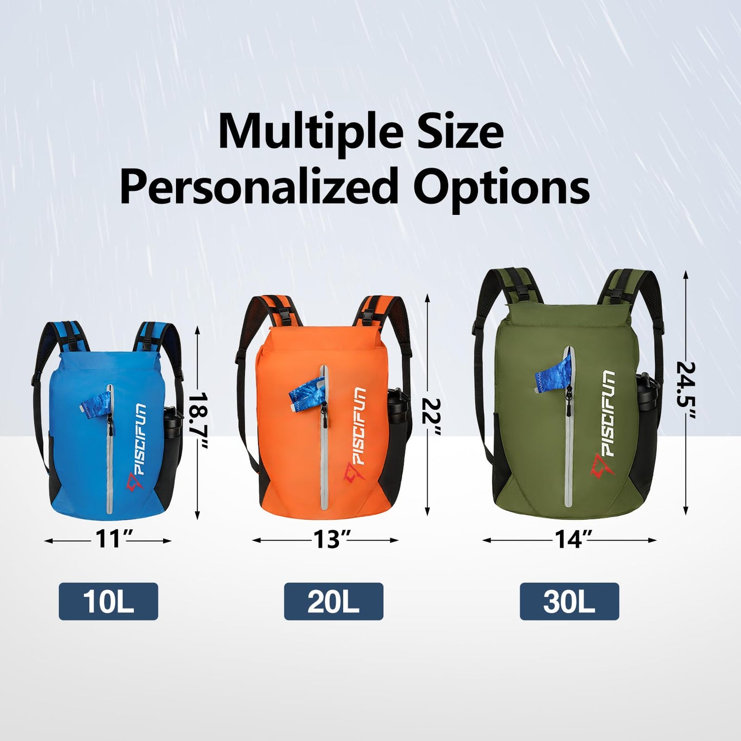 Piscifun Dry Bag Waterproof, Floating Dry Backpack, Lightweight Waterproof Dry Bag with Waist Pouch