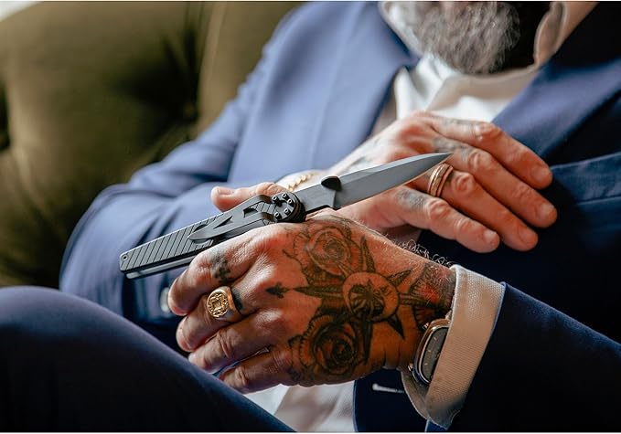 Extrema Ratio - LKU01 (Urban Dark), Böhler N690 Steel Blade 58 HRC, Black Burnished Finish, Smooth Aluminum Handle, Compact Design, Italian Craftsmanship