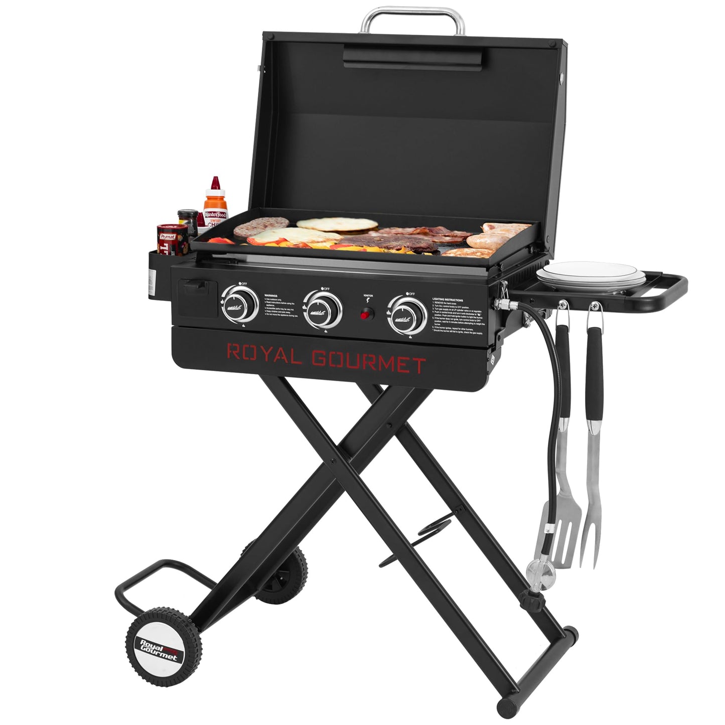 Royal Gourmet PD3001 3-Burner Propane Gas Griddle with Collapsible Stand