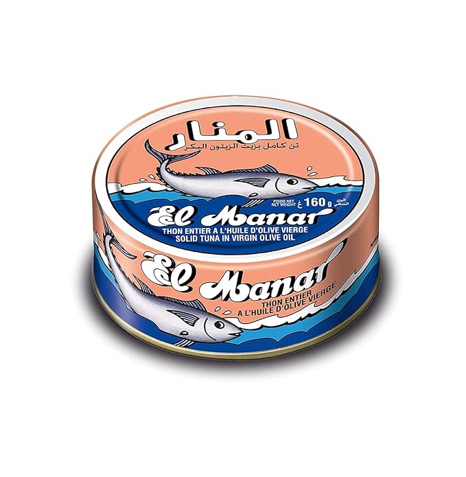 El Manar Solid Light Tuna in Olive Oil- 5.6 oz Pack of 3 - Canned Tuna Fish in Virgin Olive Oil ??Wild Caught Fresh Tuna in Oil - Non-GMO - Gluten Free Tuna