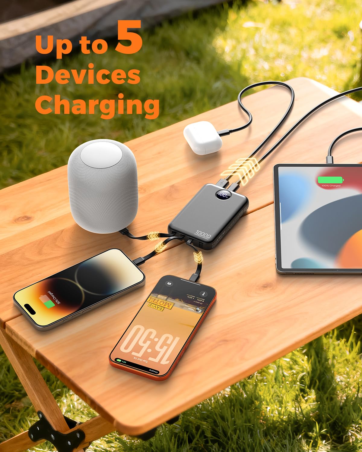 Zmmyuluo Portable Charger 10000mAh with 4 Built-in Cables 40% Smaller