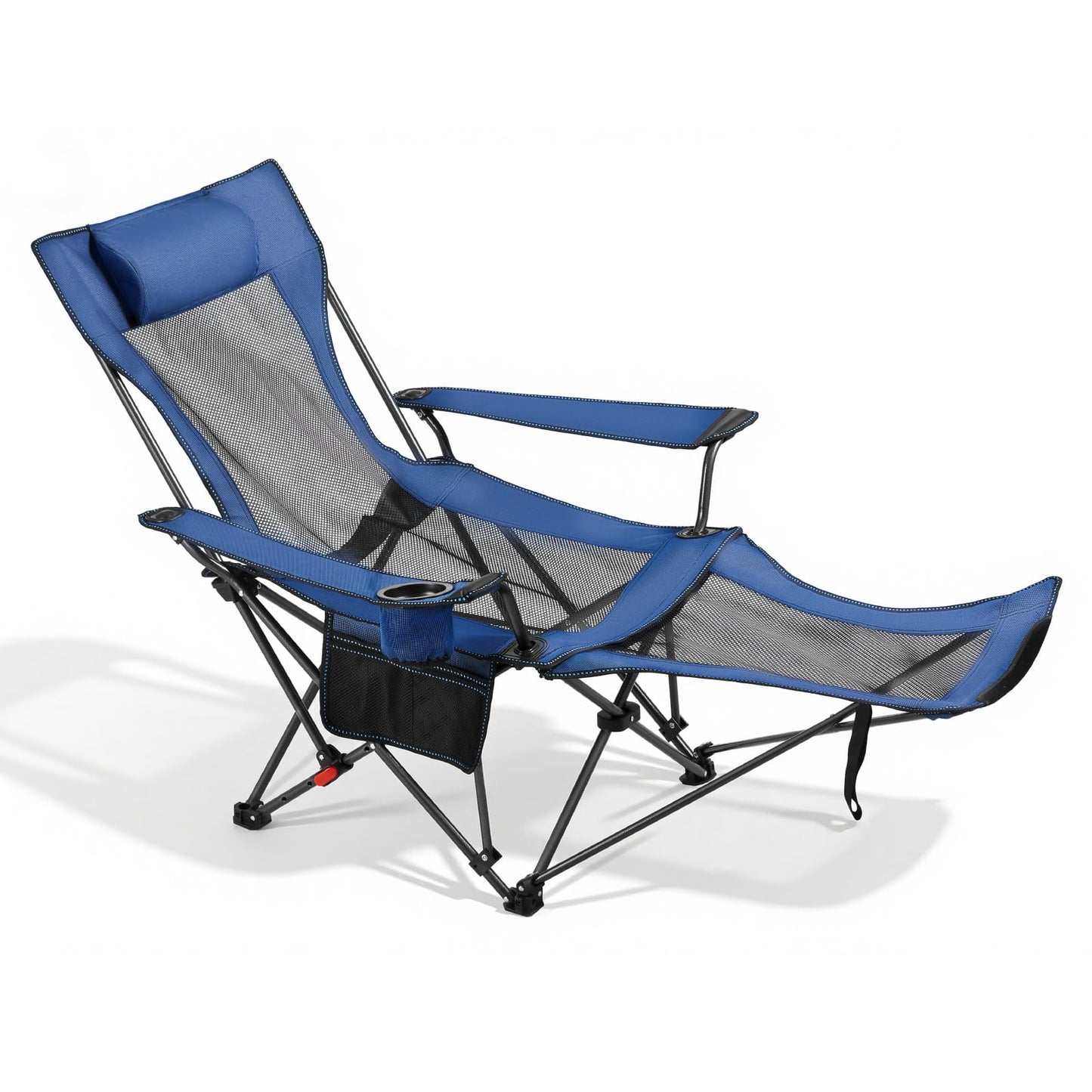 VEVOR 2-in-1 Reclining Camping Chair with Footrest for Adults, 4 Adjustable Positions, Portable