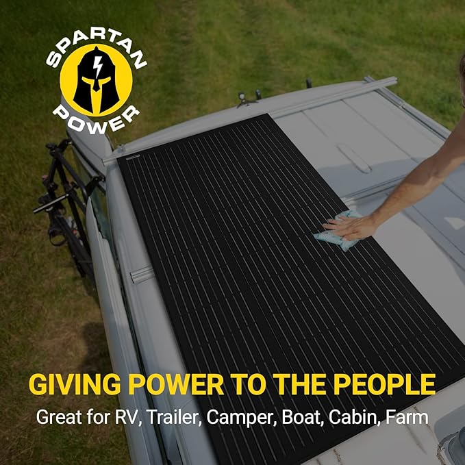 Spartan Power 100 Watt Solar Panel 9 Bus Bar Black Mono Great for RV, Trailer, Camper, Boat, Cabin, Farm, SP-100W