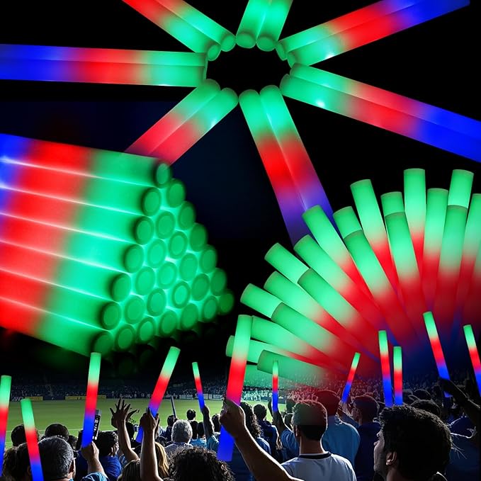 AOWDIAO 45 Pcs 16??Foam LED Glow Sticks, 3 Light Up Modes, Party Favors for Wedding, Festival & More