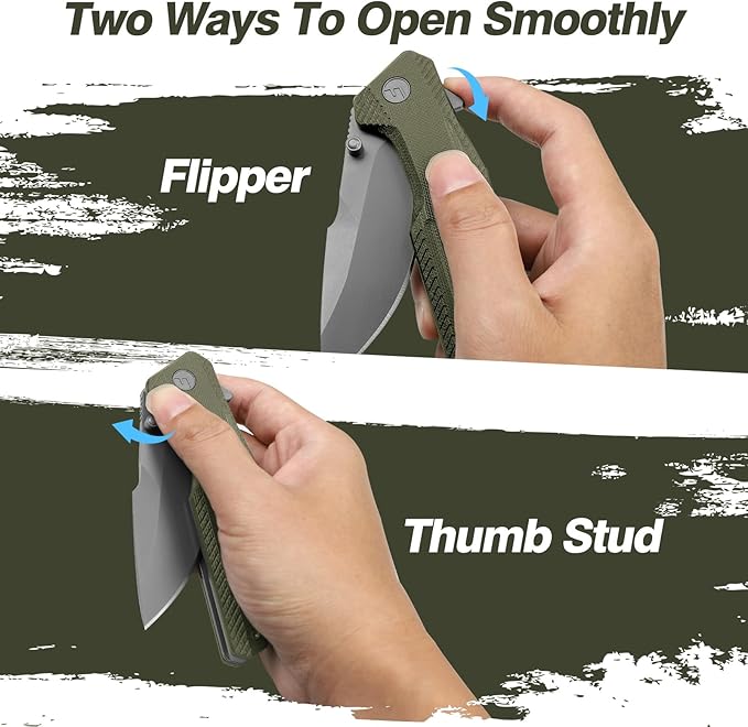 FINTISO Pocket Knife, 3.26" Premium 14C28N Blade G10 Handle with Fire Starter Function, Folding Knife with Pocket Clip for Men Women, EDC Knife for Outdoor Camping, Hunting, Hiking, Survival, Falcon Series